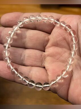 Clear Quartz Crystal Bead Stretch Bracelet - Women
